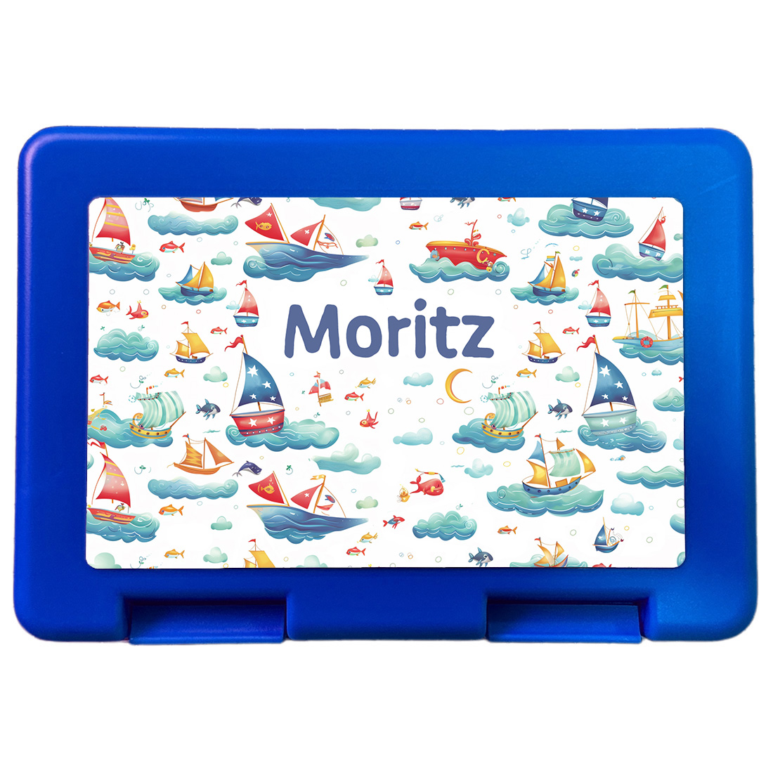 Personalisierte Brotdose Maritime Lunchbox mit Namen - Segelboot-Design