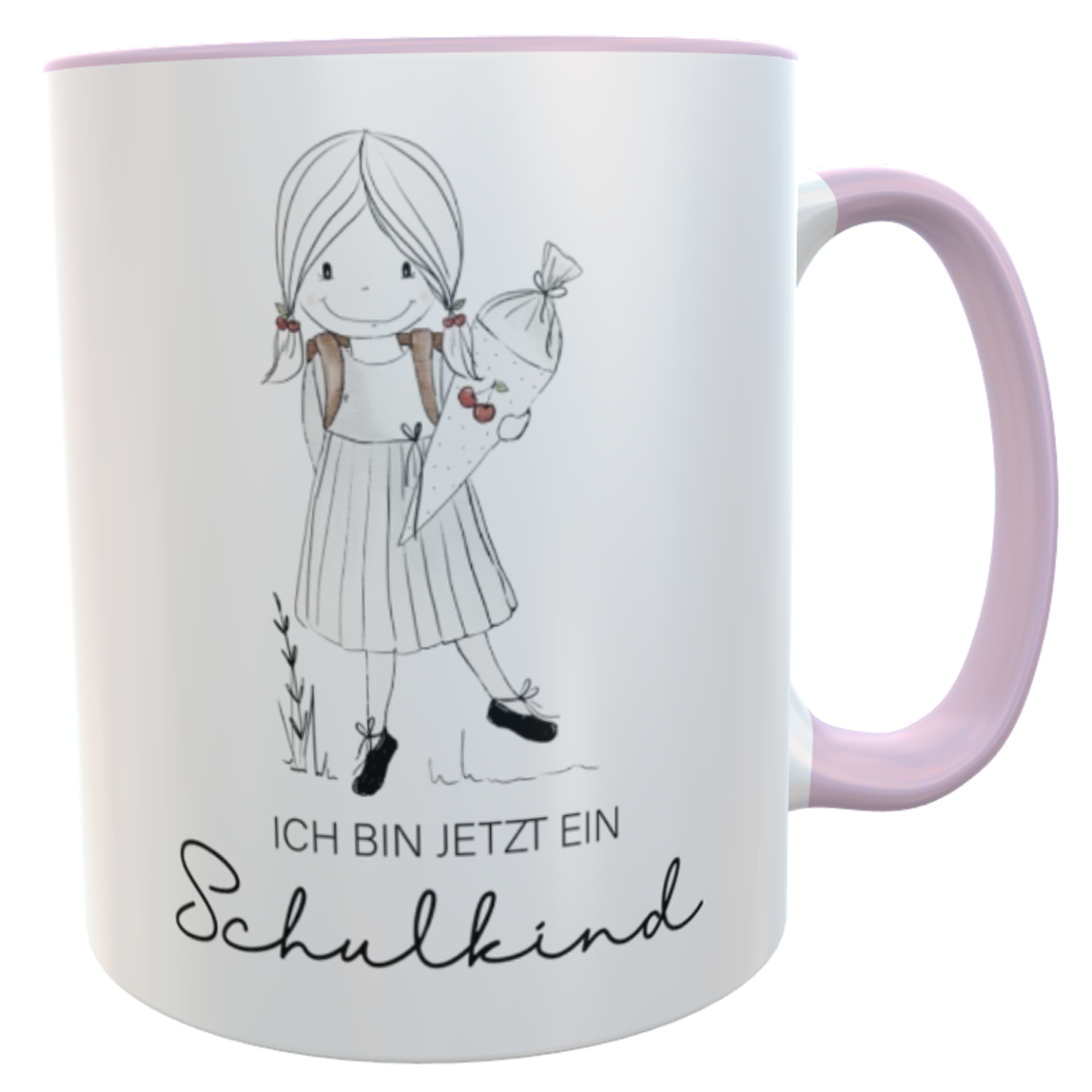 Schulkind-Tasse rosa Mädchen Schulkind 2025 schwarz