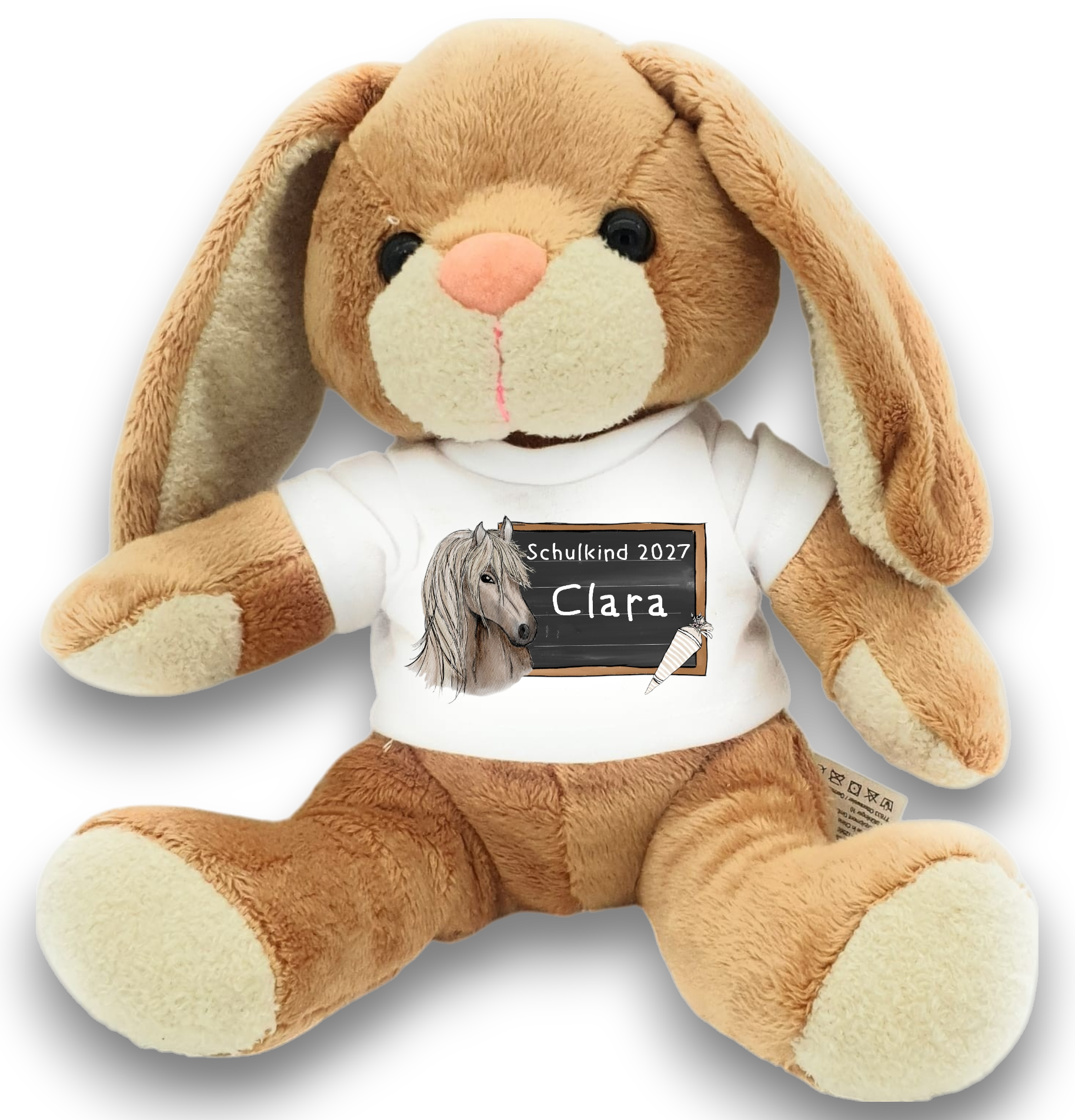 Hase Kuscheltier zur Einschulung – Schulkind 2027 – personalisiert mit Name