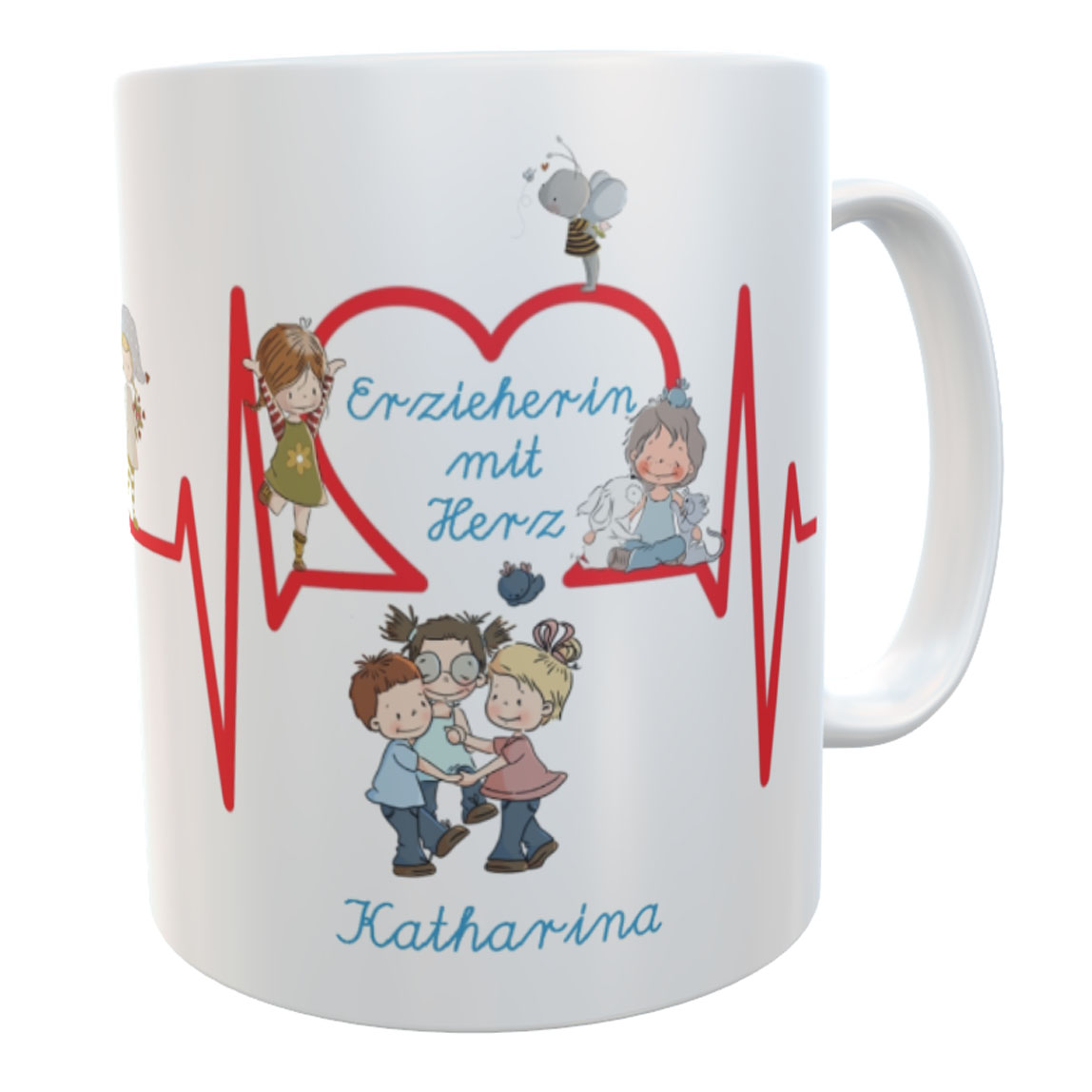 Danke-Tasse Erzieherin Herzschlag - Abschiedsgeschenk Kindergarten