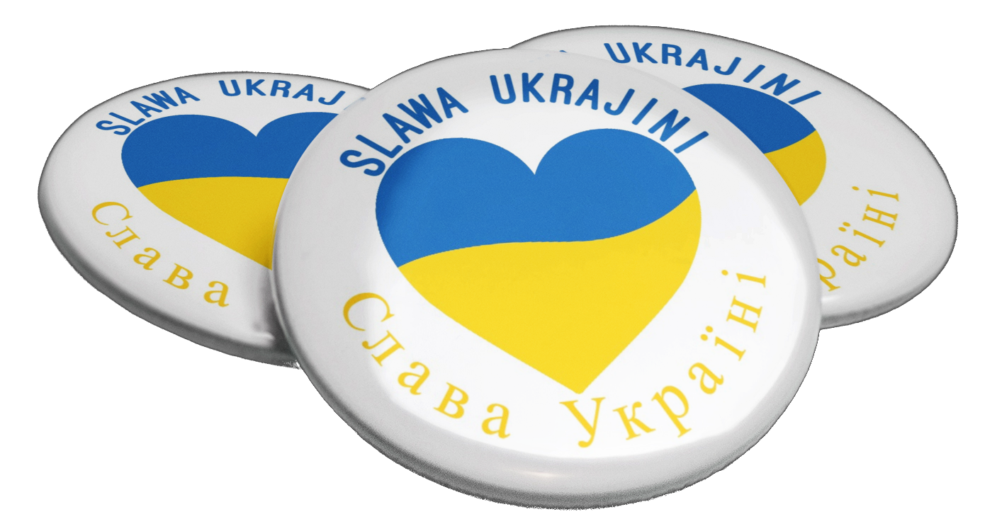 Set Buttons Slawa Ukrajini Herz Flagge 59mm Pin Friedensdemo 3 Buttons Herz