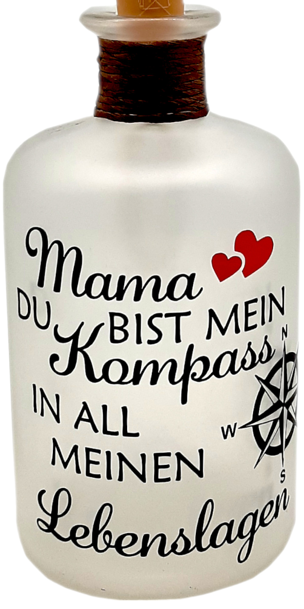 Dekoflasche Muttertag Mütterlicher Kompass, Liebevolles Geschenk, 16 cm