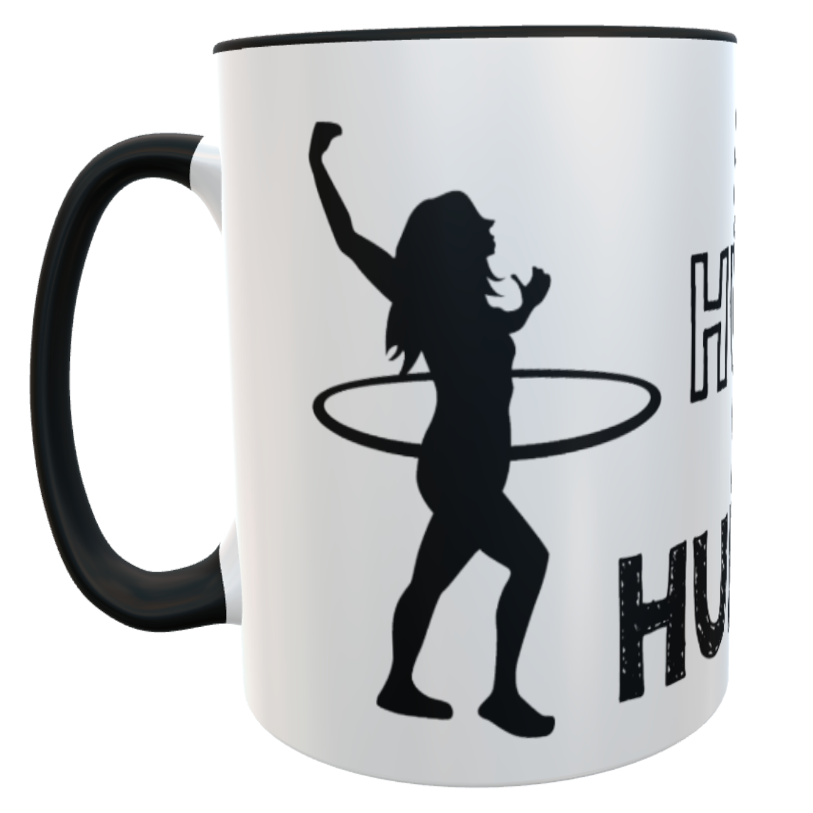 Kaffeebecher schwarz Hula Hoop Tasse lustiger Spruch