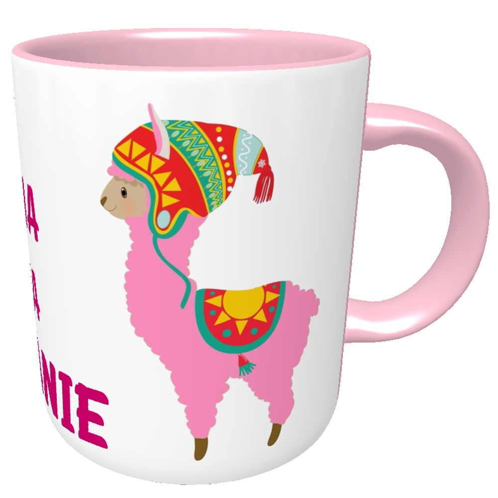 Rosa Kaffeebecher Drama Lama mit Wunschname I Kakaotasse I Henkeltasse