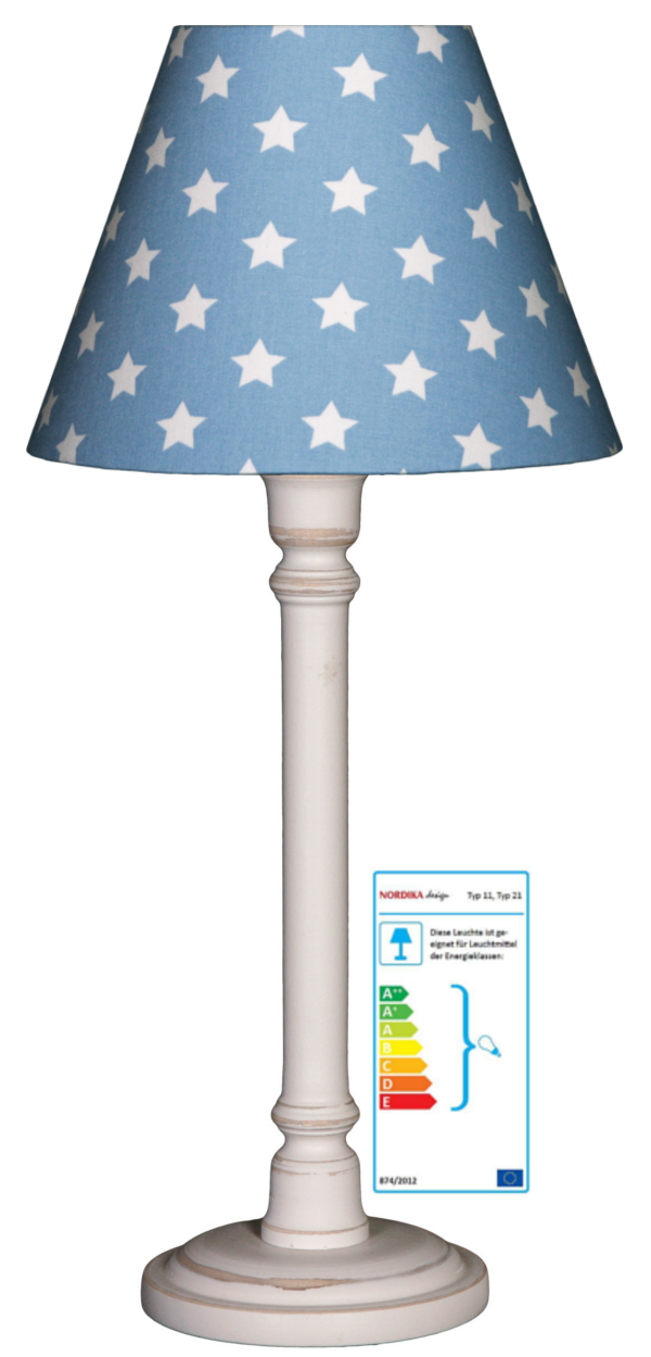 Tischlampe Sterne hellblau/weiß groß