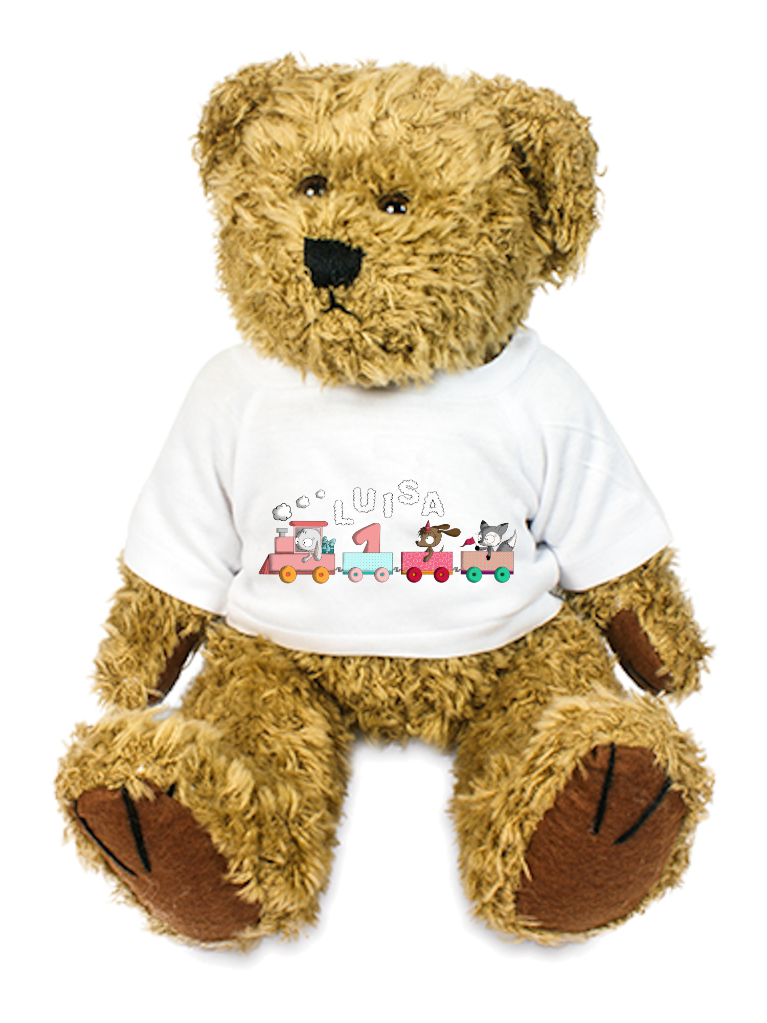 Kilala Geburtstagszug Bär Kuscheltier mit Wunschname zum Geburtstag Mädchen Jungen Mädchen 1.Geburtstag