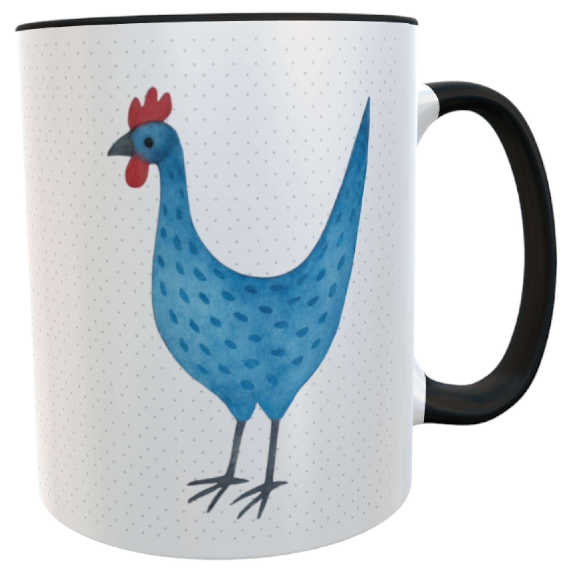 Personalisierte Keramiktasse mit Huhn & Wunschname – Frühstückstasse im Landhausstil