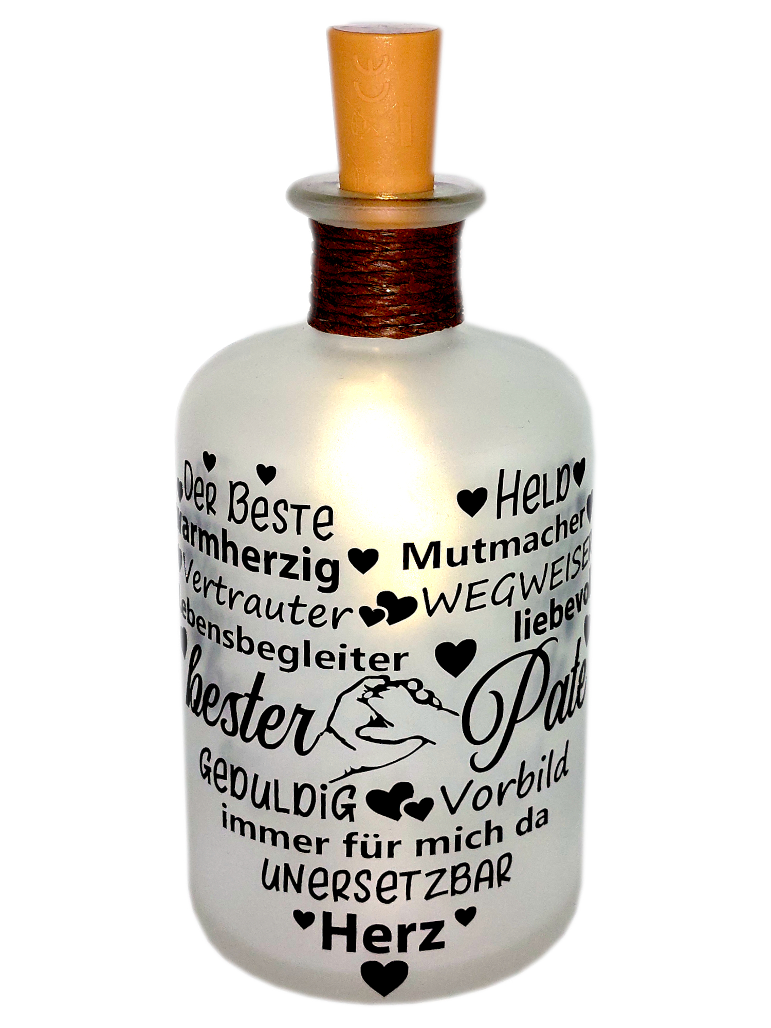 LED-Leuchtflasche bester Pate mit Hand Geschenk Geschenkflasche