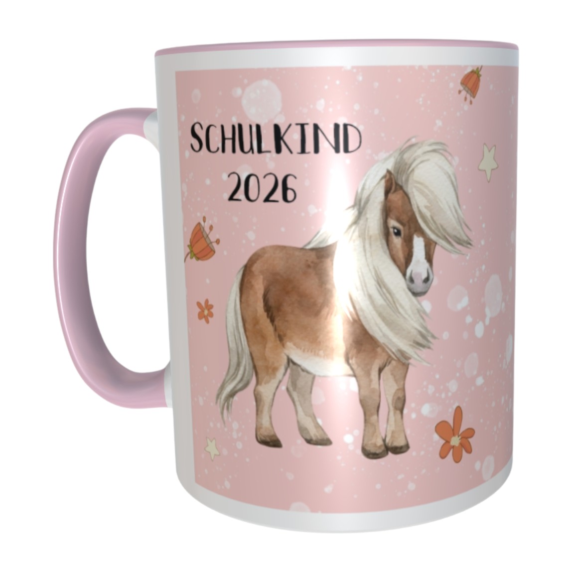Tasse Pony mit Namen Schulkind 2025 Kindertasse