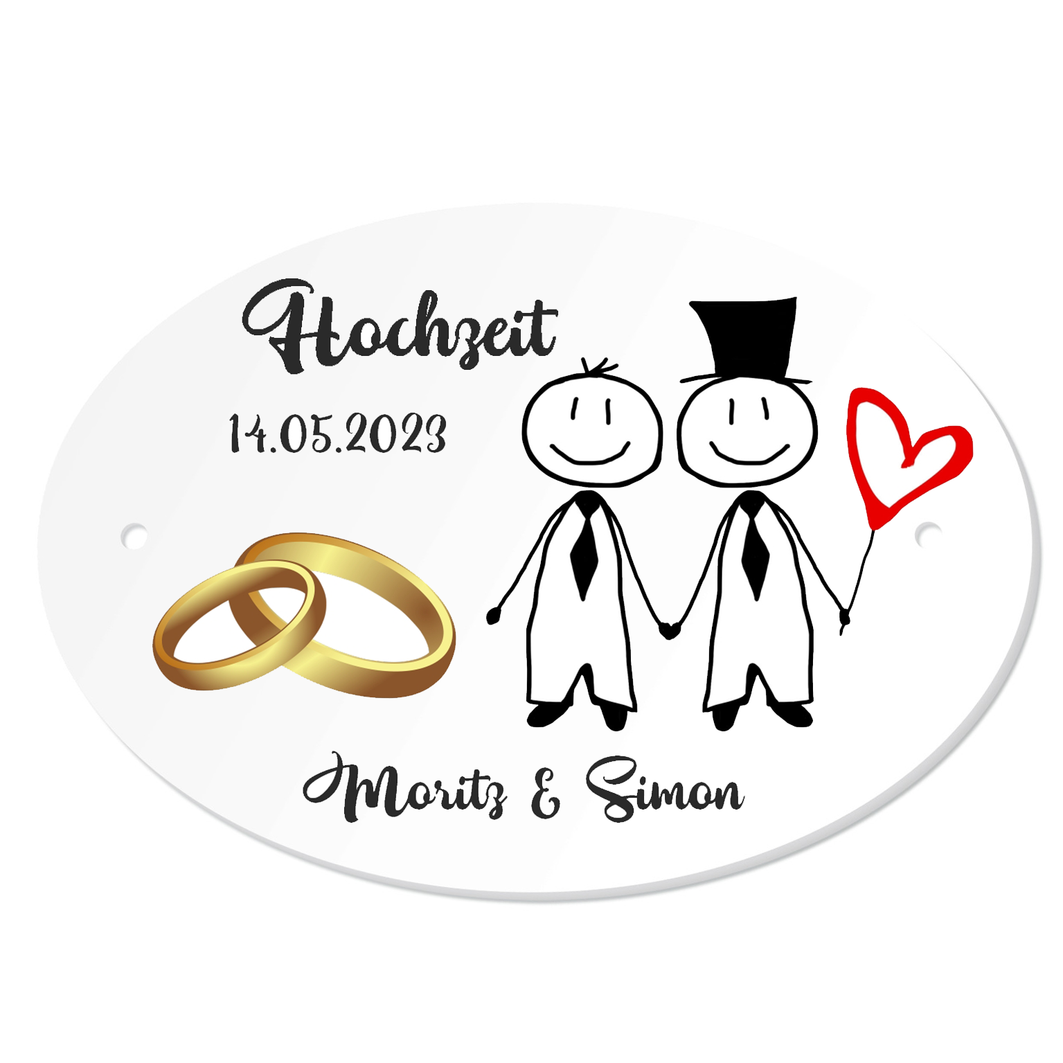 Personalisiertes Schild zur Hochzeit schwule gay