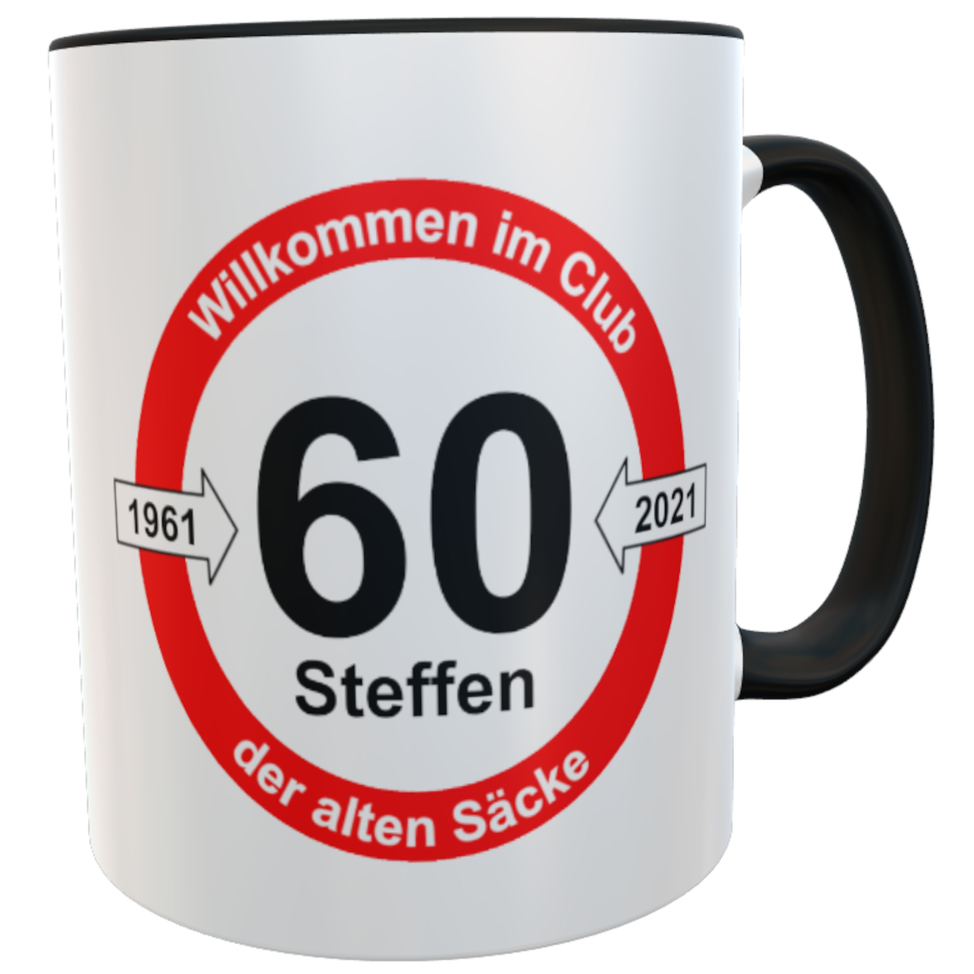 lustige Kaffeetasse Verkehrszeichen alte Säcke