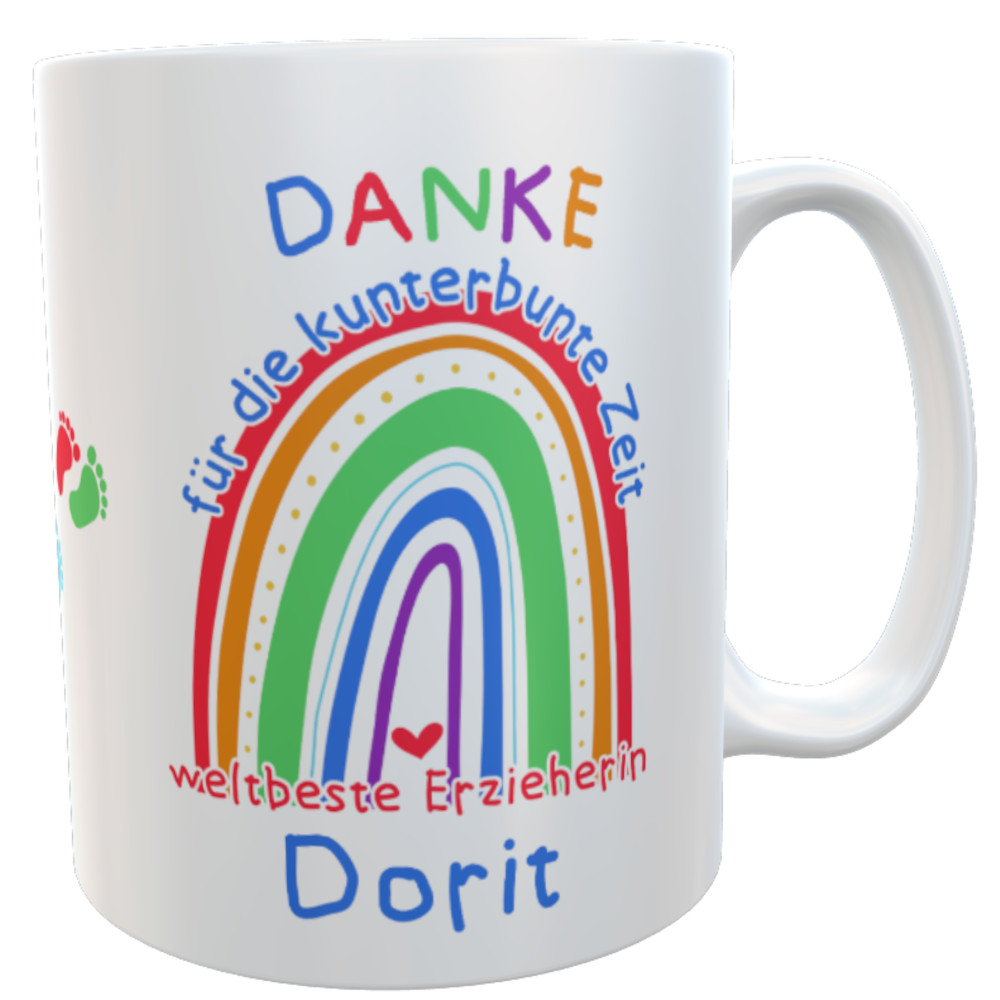 personalisierte Tasse Erzieherin danke Fußspuren