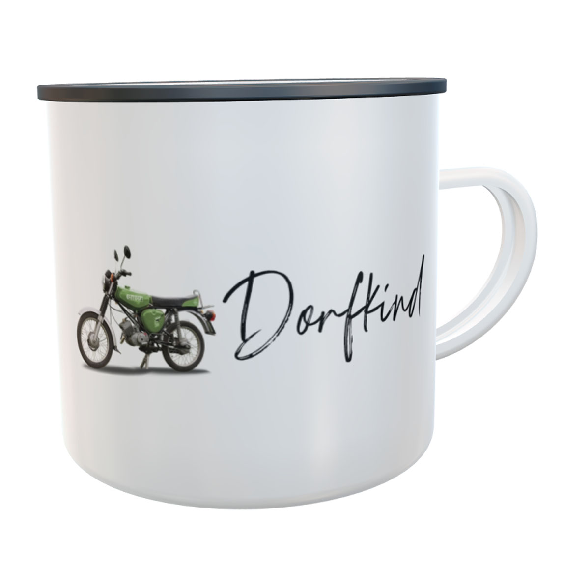 Emaille-Tasse Moped Simson S51 grün