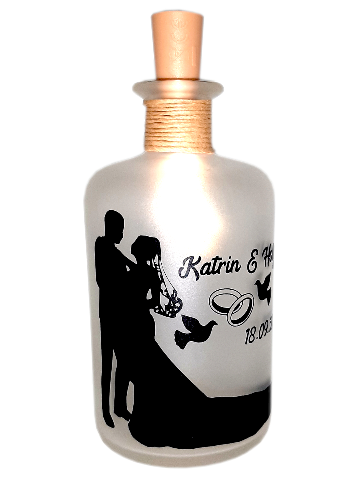 LED-Leuchtflasche Hochzeit Ehe Geschenk schwarz