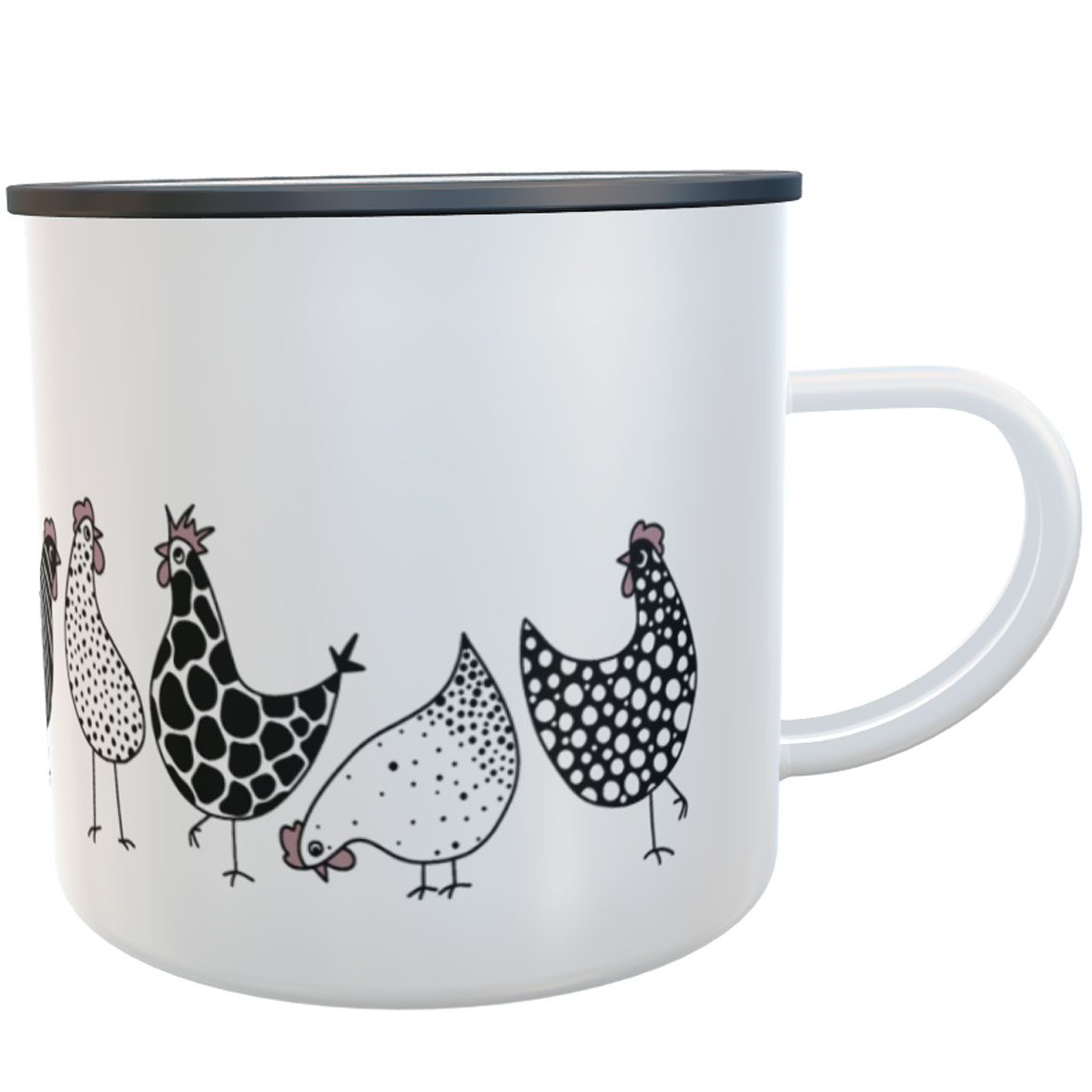 Emaille-Tasse Hühner