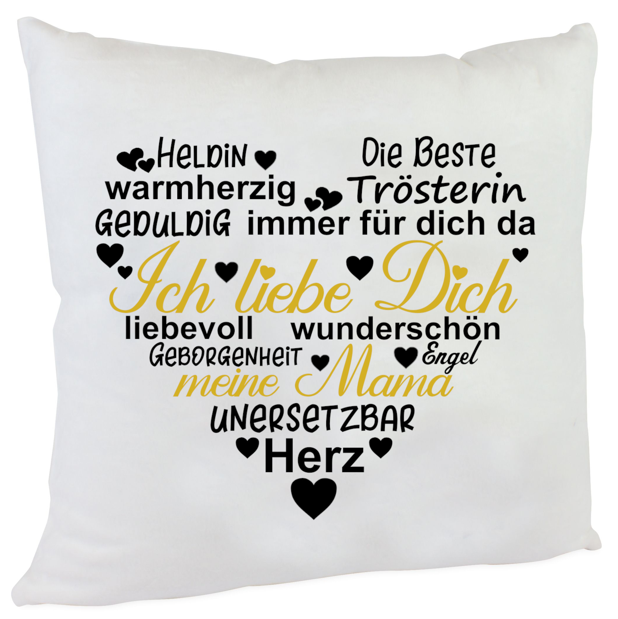 Kissen Mama Herz Ich liebe dich gold