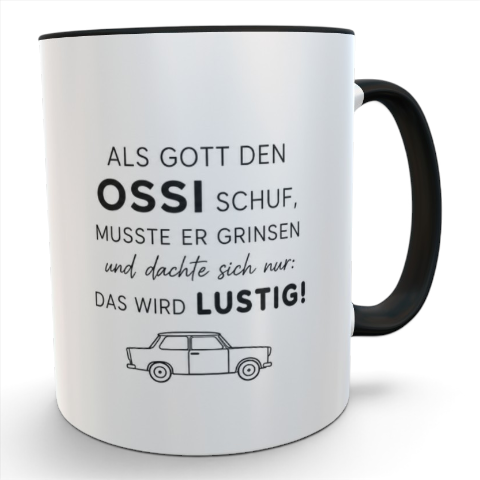 Ossi-Tasse mit Trabi – Als Gott den Ossi schuf