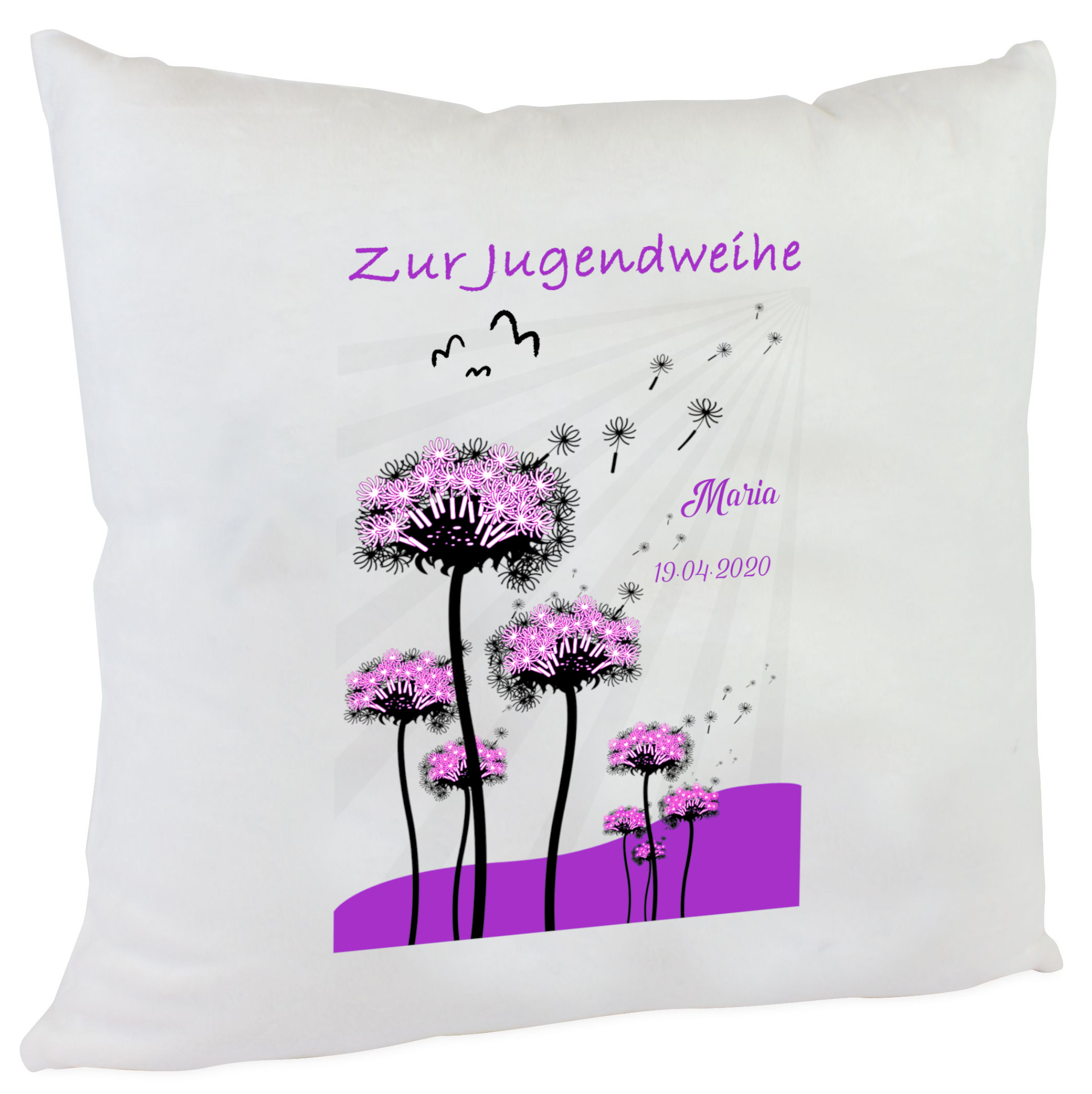 Kissen Jugendweihe Pusteblume lila