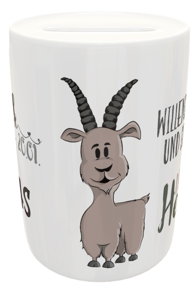 Spardose Sternzeichen mit Name Geldgeschenk zu Geburt Taufe Steinbock
