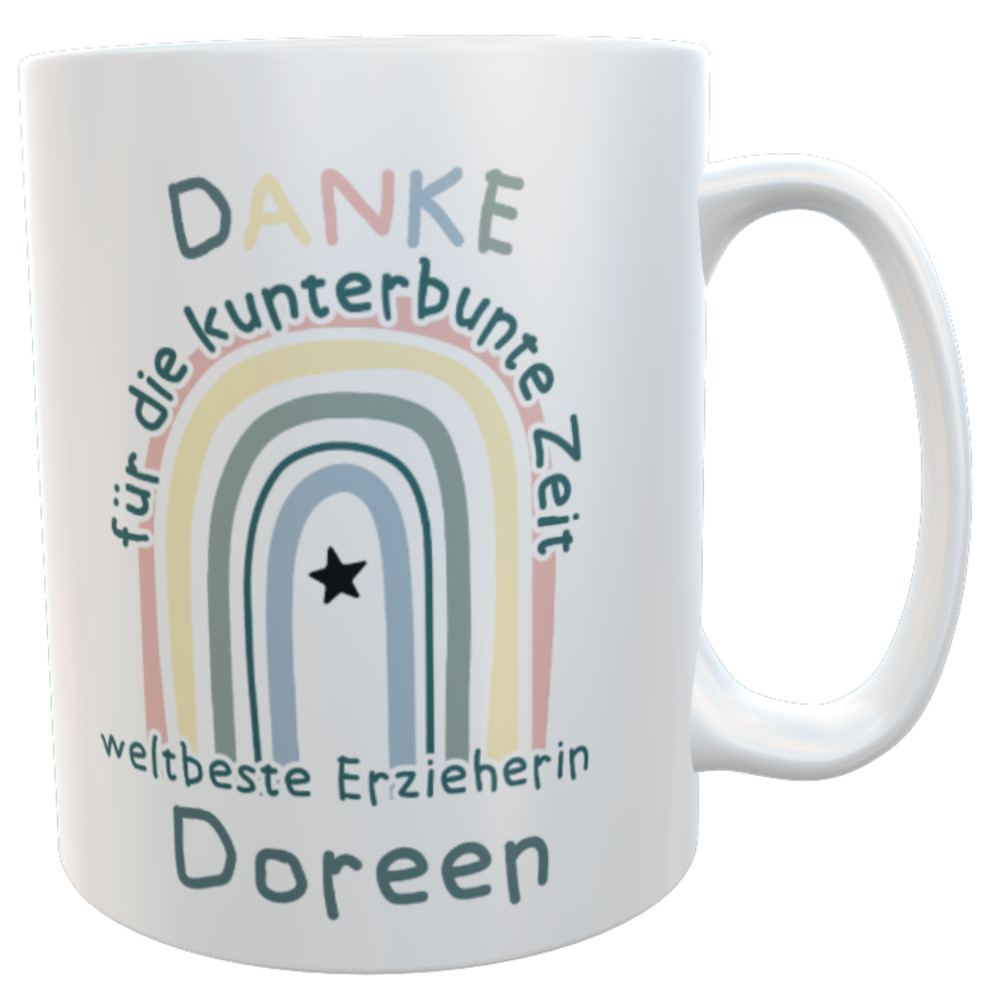 personalisierte Tasse Erzieherin danke pastell