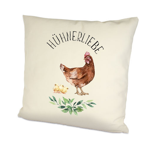 Dekokissen Hühnerliebe Aquarell