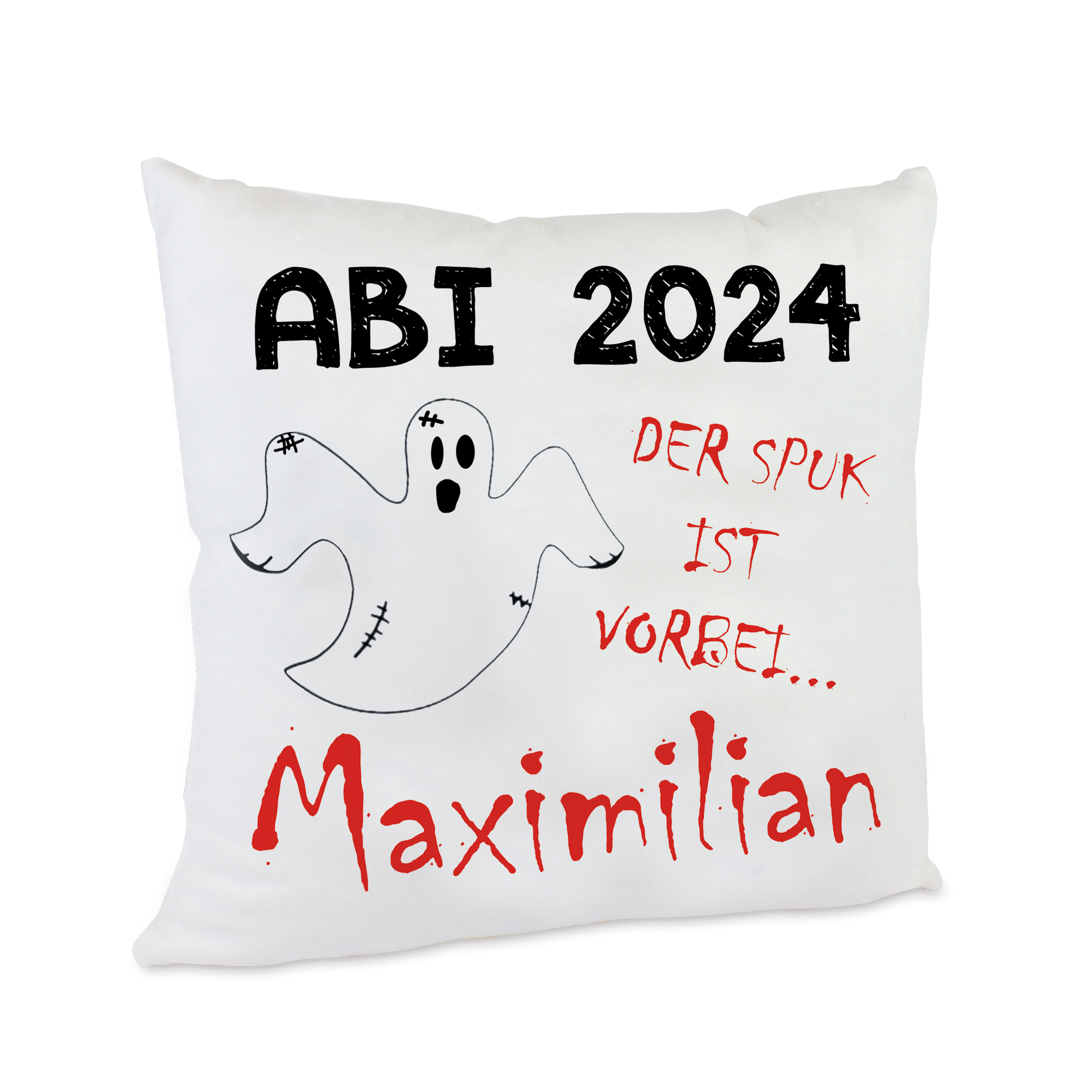 Personalisiertes Abitur-Kissen ABI 2024 – Der Spuk ist vorbei 40 x 40 cm