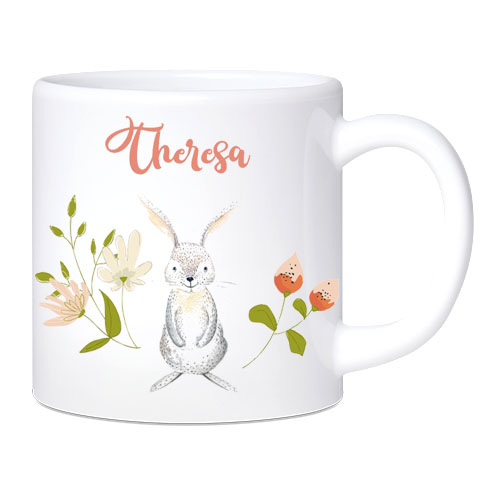 Kunststoff- Kindertasse Hase mit Blumen 180 ml