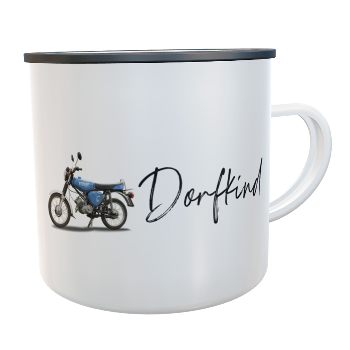 Emaille-Tasse Moped S51 blau