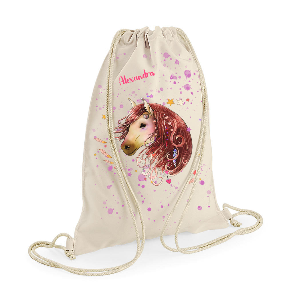 Sportbeutel Pferd Tasche Pferdekopf Turnbeutel Sport Beutel Gymsack