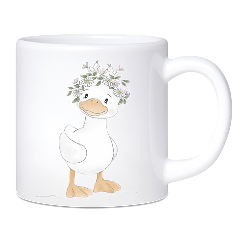 Kunststoff- Kindertasse Gans mit Blumen 180 ml