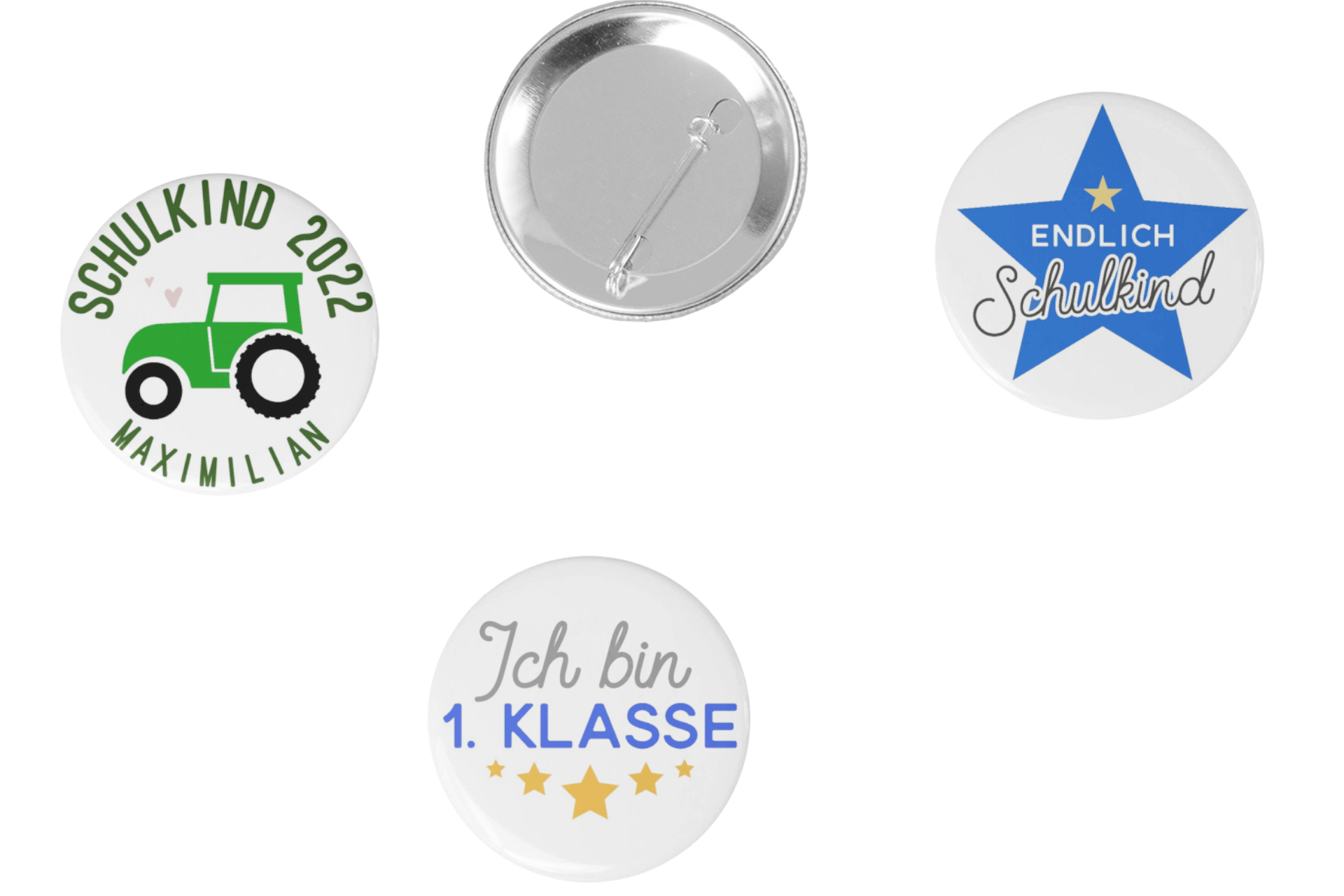 3er Set Schulkind 2022 Buttons Traktor 59mm Ansteck-Pin