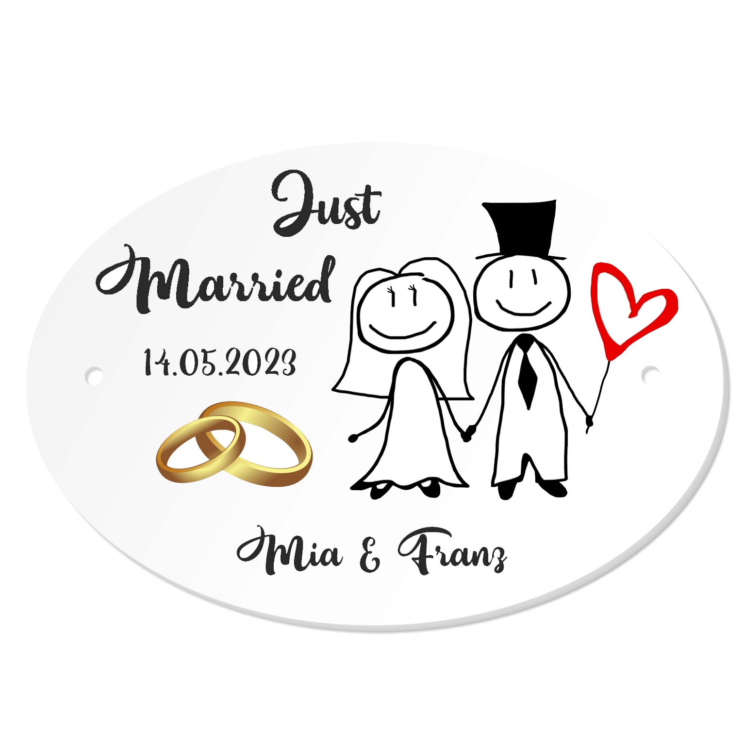 Personalisiertes Schild zur Hochzeit Just Married