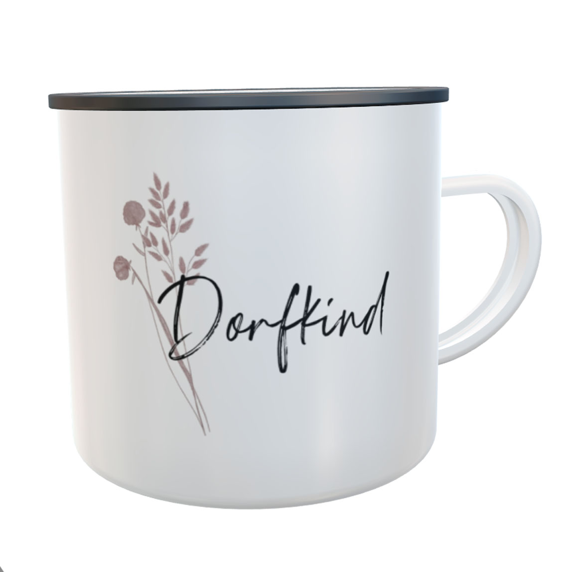 Emaille-Tasse Dorfkind rosa/schwarz