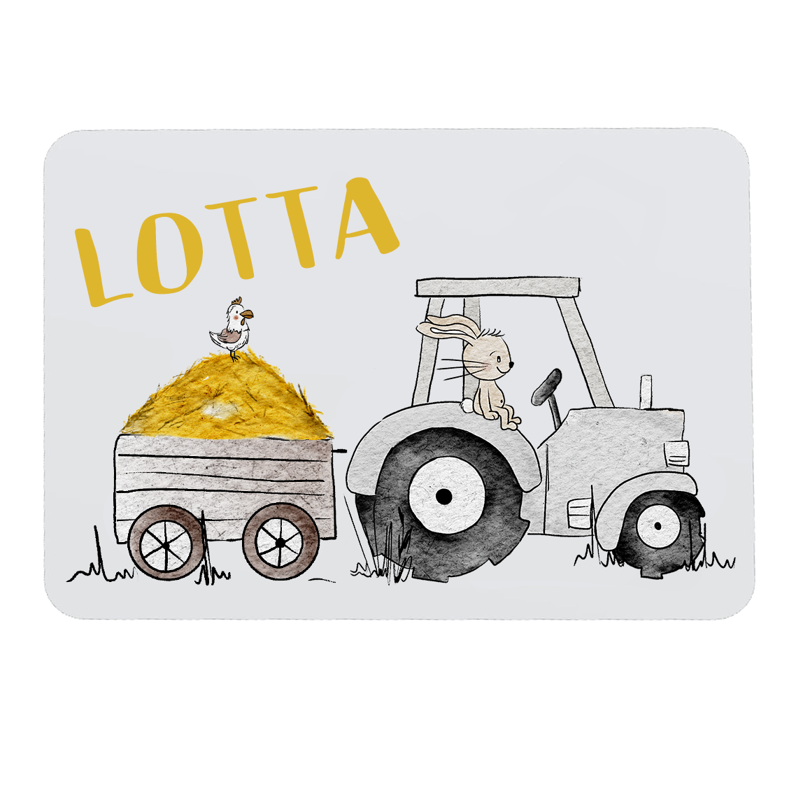 Türschild Traktor Hase mit Wunschname