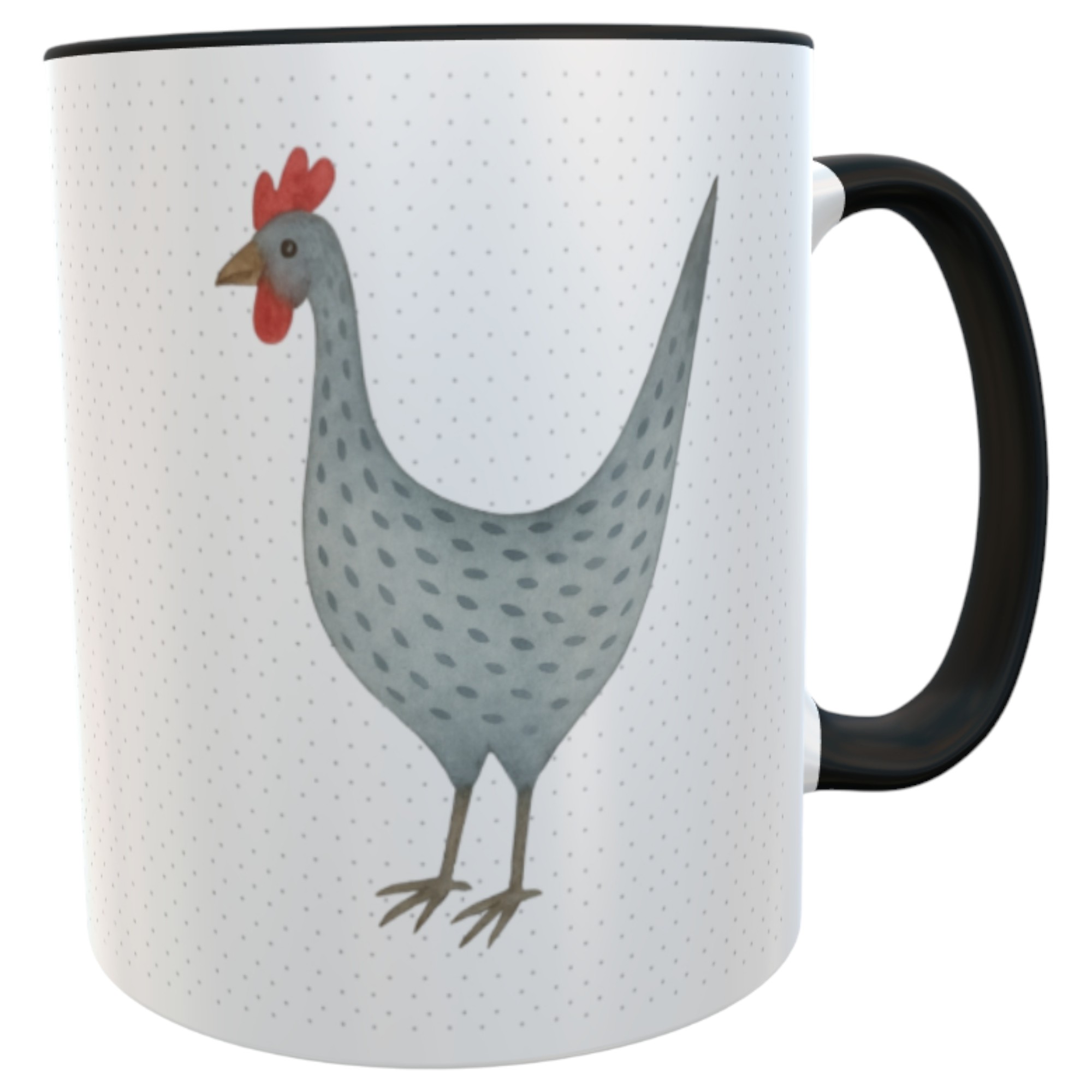 Graue Huhn-Tasse 330 ml – Keramiktasse Landhausstil mit Hühner-Motiv, Geschenkidee für Hühnerliebhaber & Landhausküche