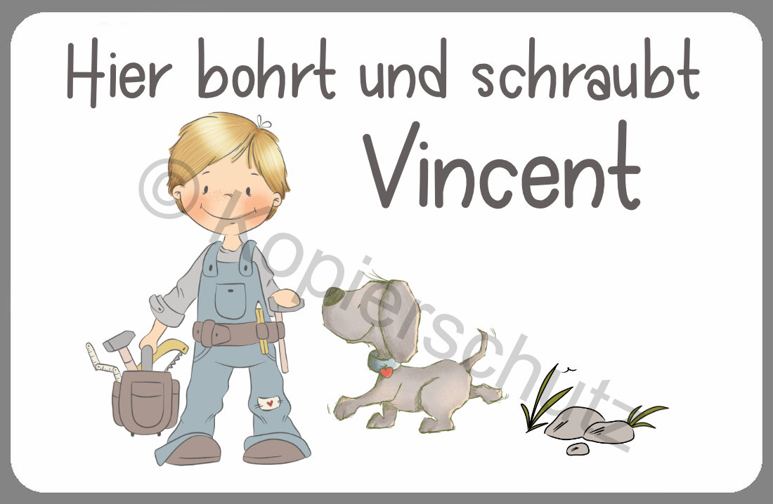 Türschild Handwerker mit Wunschname