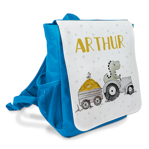Kinderrucksack Traktor mit Namen blau