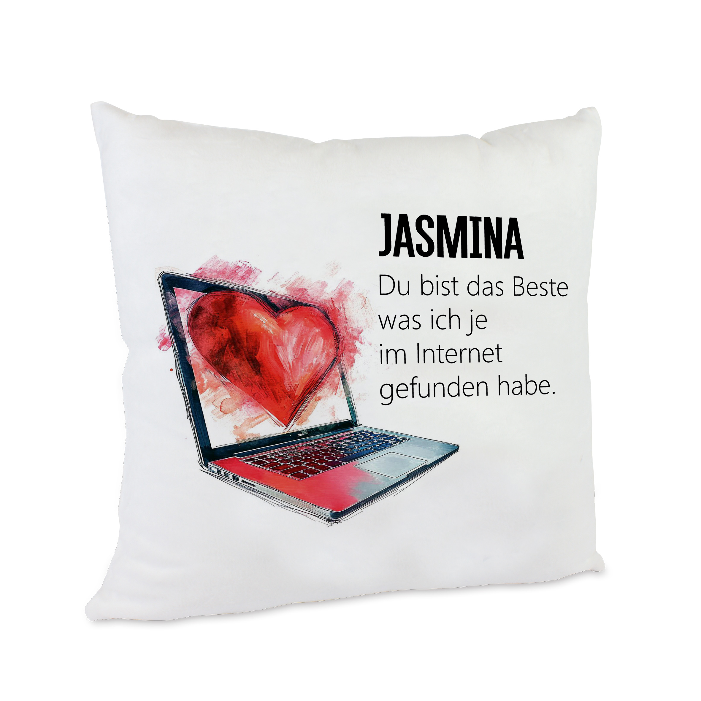 Kissen für Online-Paare Spruch Du bist das beste mit Name