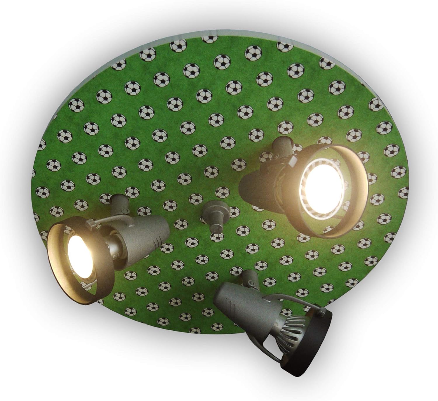 grüne Deckenlampe Fußbälle
