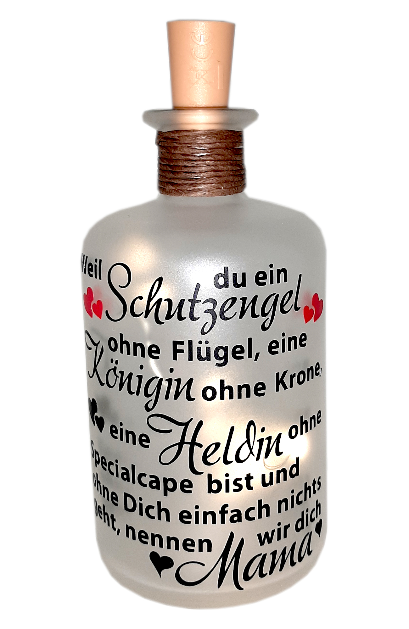 LED-Leuchtflasche Muttertag rot Geschenk Mama Oma Geburtstag Geschenkflasche