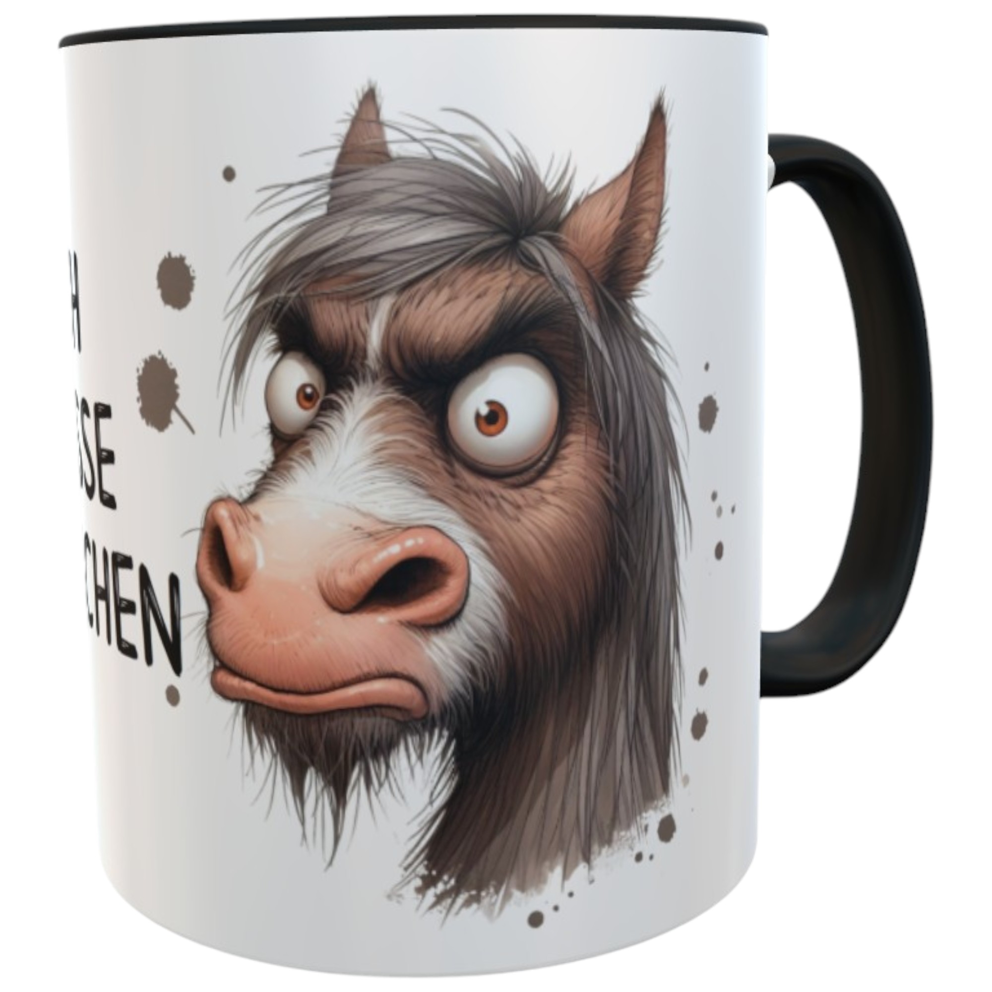 Ich hasse Menschen Kaffeebecher Spruch - Pferd mit mieser Laune