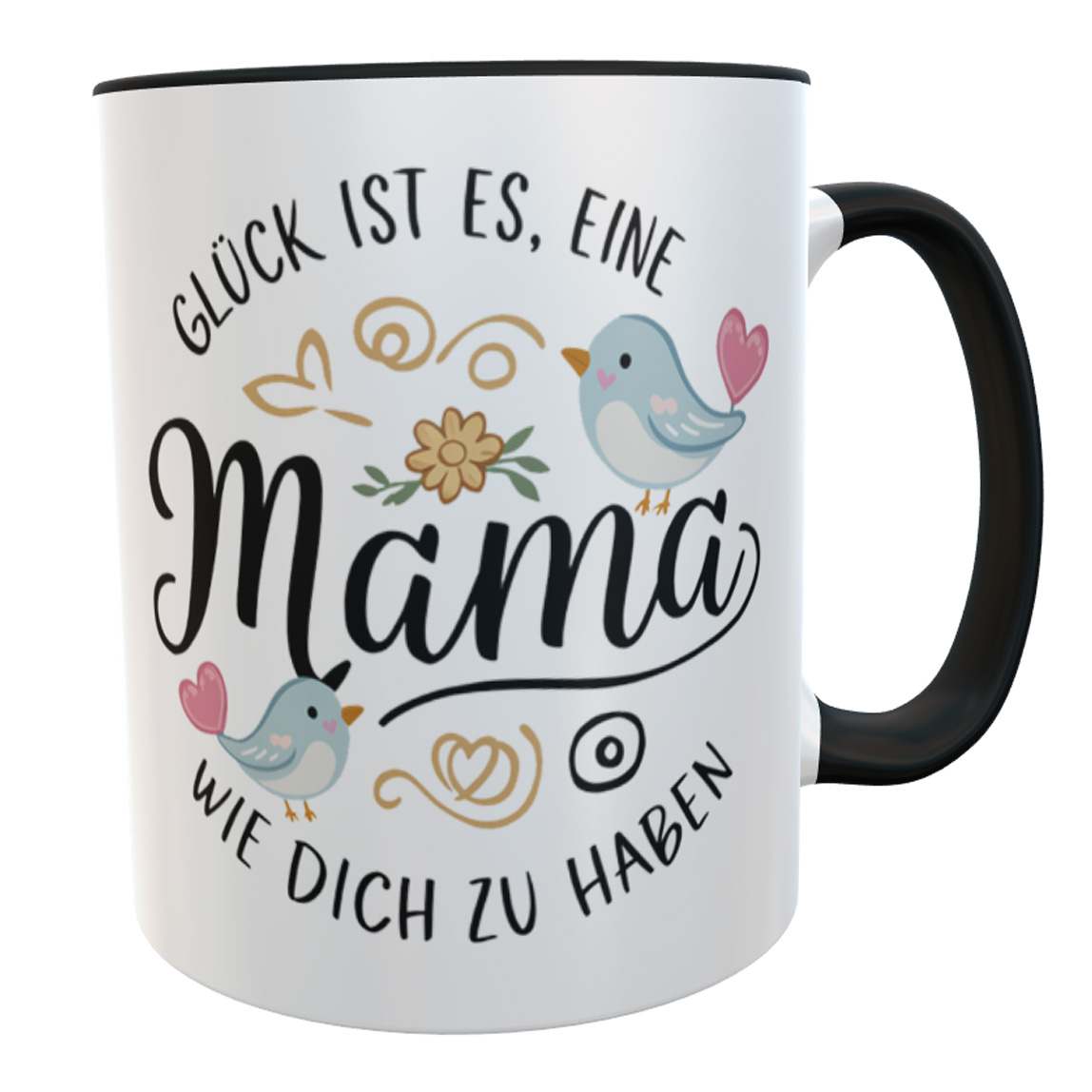 Tasse Mama schwarz Spruch Glück ist eine ...