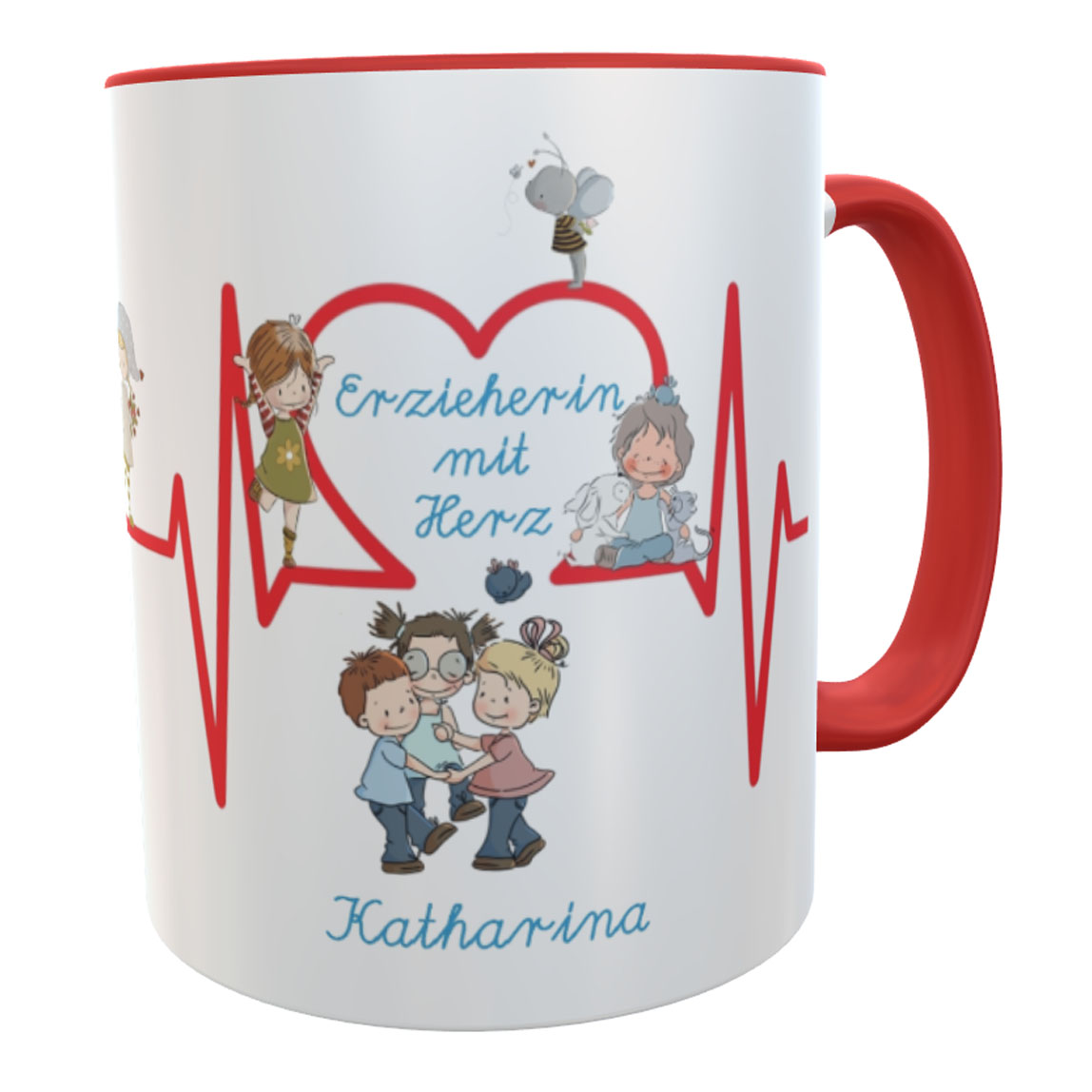 Danke-Tasse Erzieherin Herzschlag - Abschiedsgeschenk Kindergarten