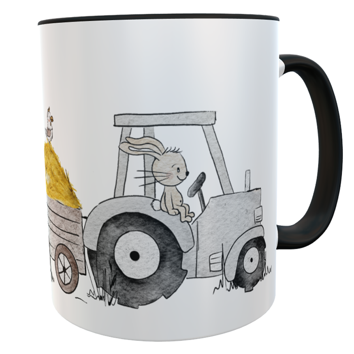 Kindertasse Traktor schwarz Dorfkind mit Namen Dorfkind