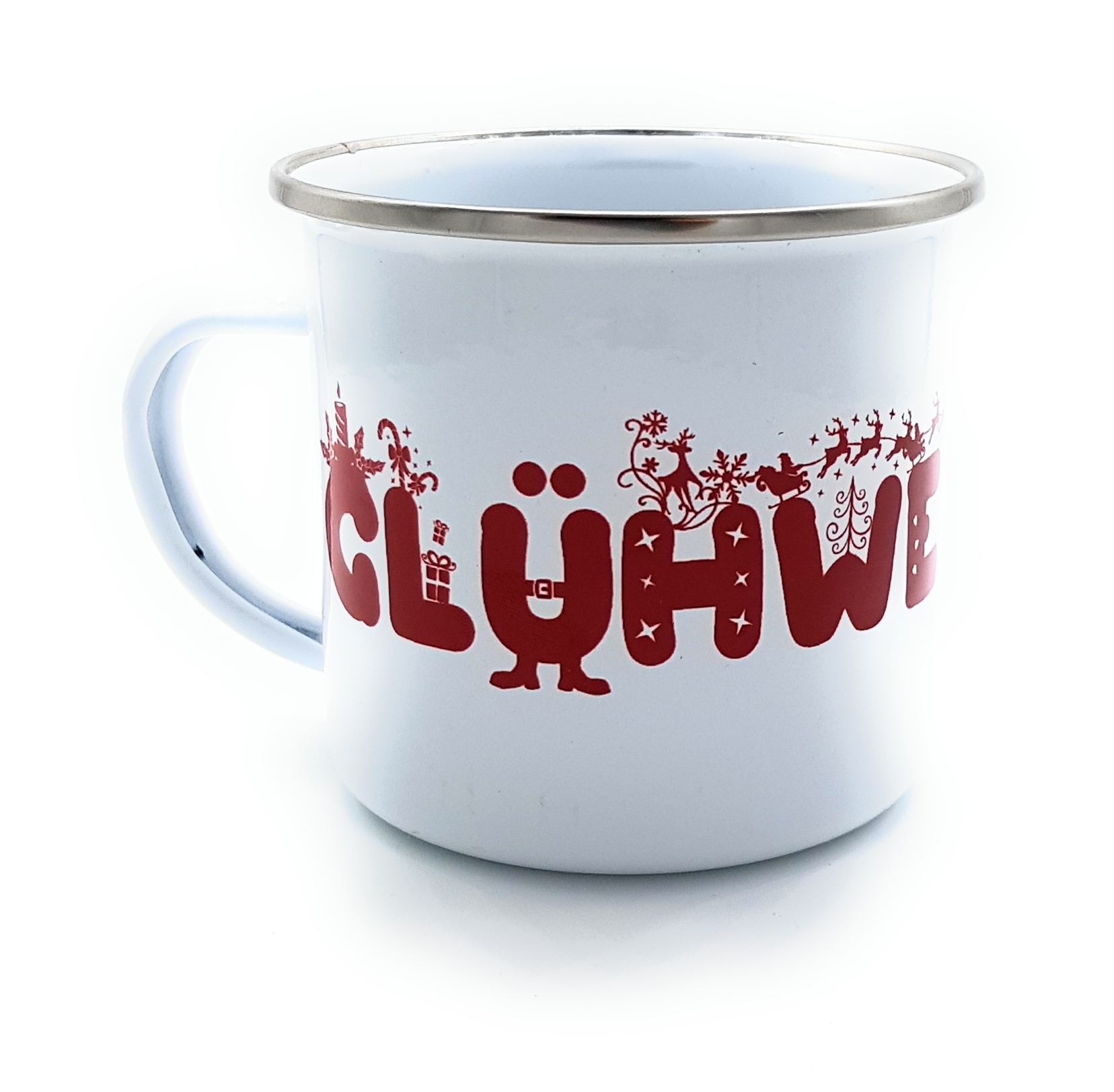Emaille-Tasse Glühweinzeit rot