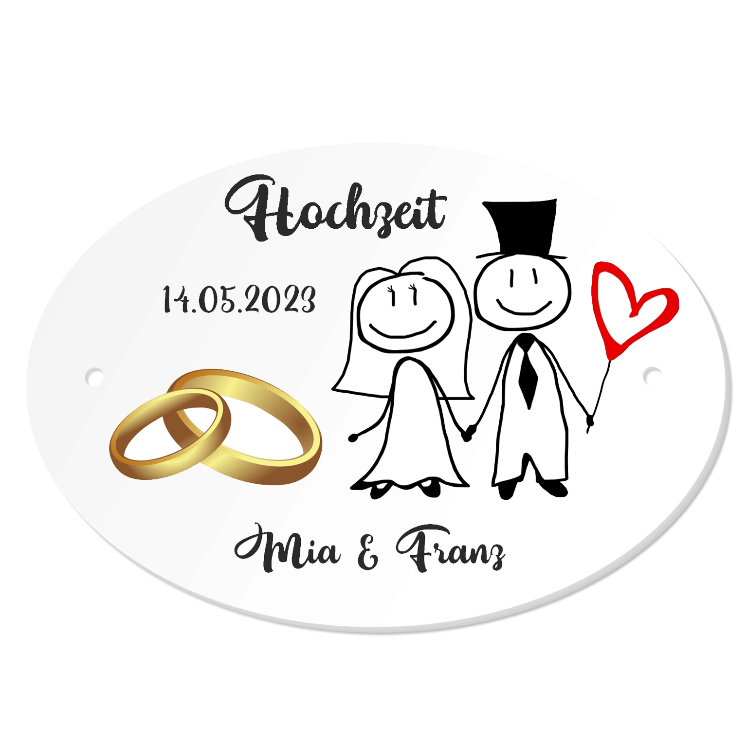 Personalisiertes Schild zur Hochzeit