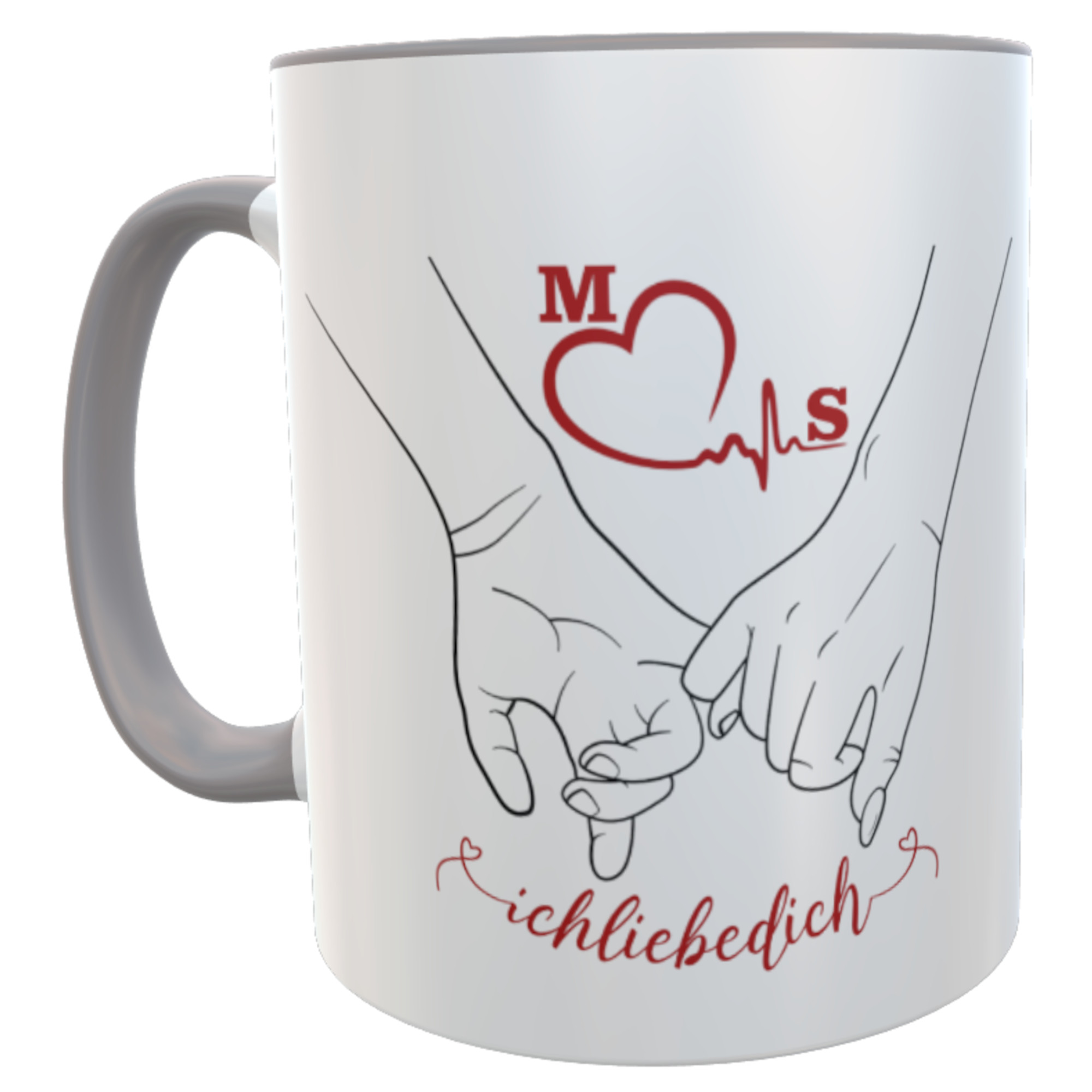 Geschenk zum Valentinstag Tasse Hände mit Namen inkl. Geschenkverpackung