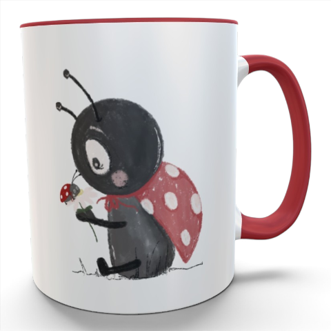 Glücksbringer-Tasse mit Name und Marienkäfer