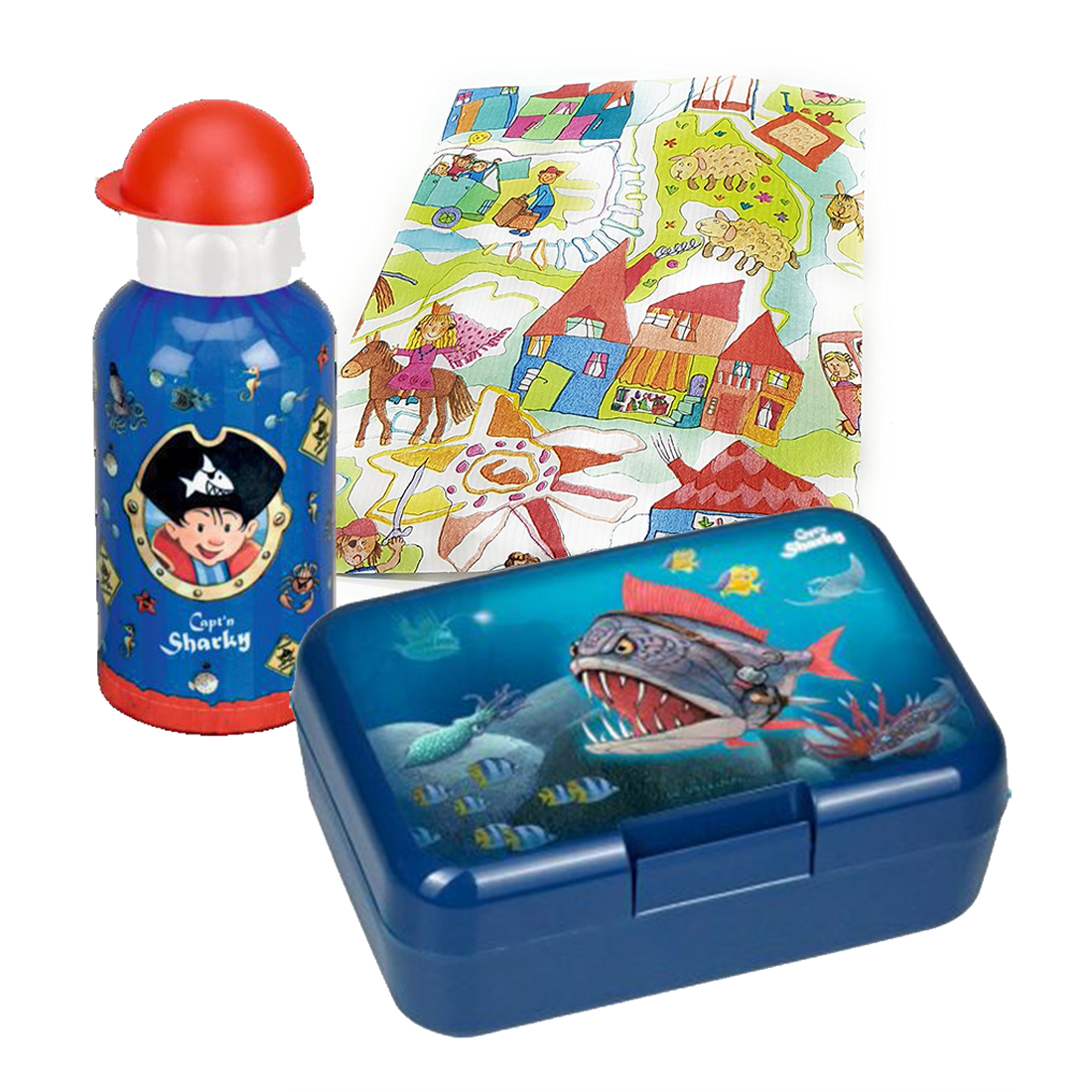 Capt'n Sharky Brotdose Trinkflasche blau