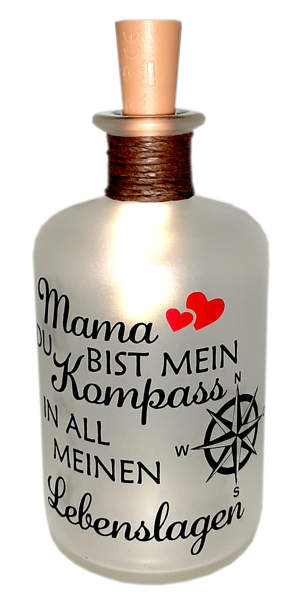 LED-Leuchtflasche Muttertag rot Geschenk Mama Oma Geschenkflasche